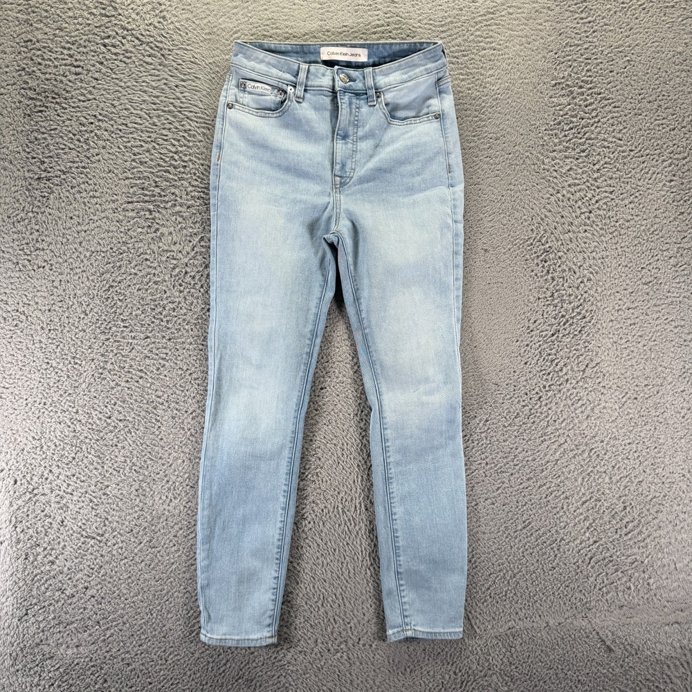 Calvin Klein Jeans Womens 28x27 Blue Cotton Denim Skinny Ankle Workwear Stretch